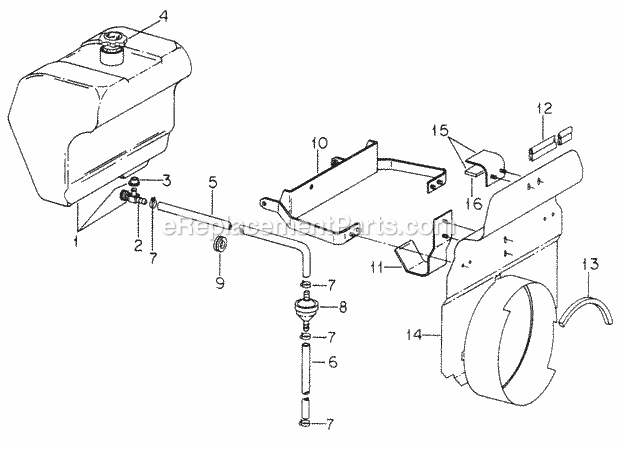 Fuel Tank & Support Diagram and Parts List for 1604 2050598U, 144-582-399, 145-582-399, 142-582-3 Cub Cadet Lawn Tractor